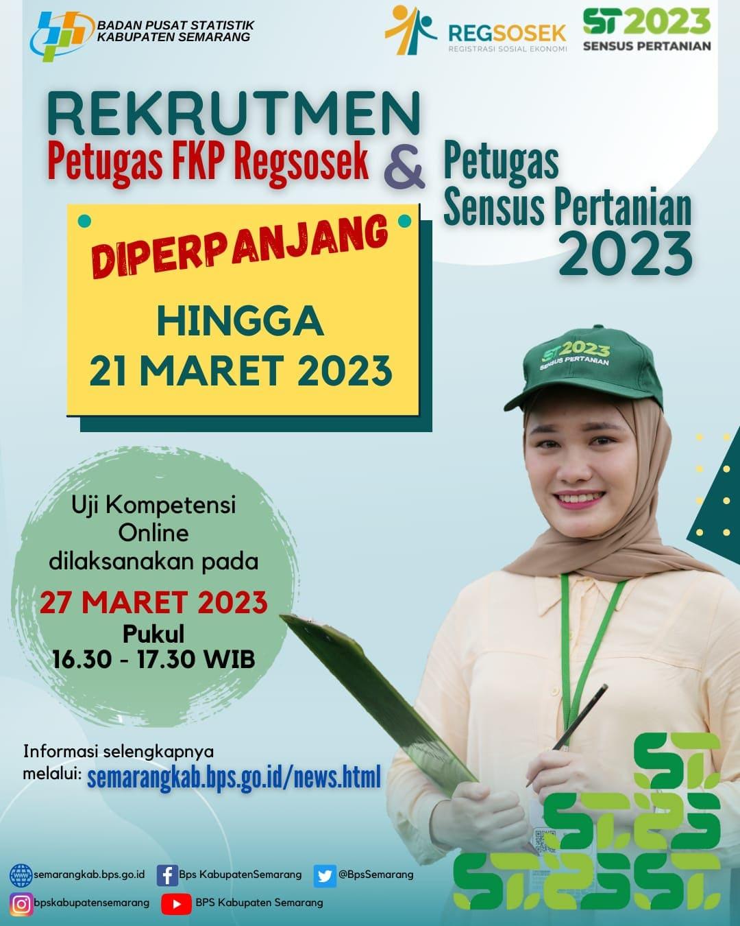 Pengumuman Perpanjangan Rekrutmen Petugas FKP dan Petugas ST2023