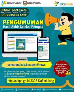 Pengumuman Hasil Seleksi Tahap Akhir Calon Petugas Pendataan Awal REGSOSEK 2022